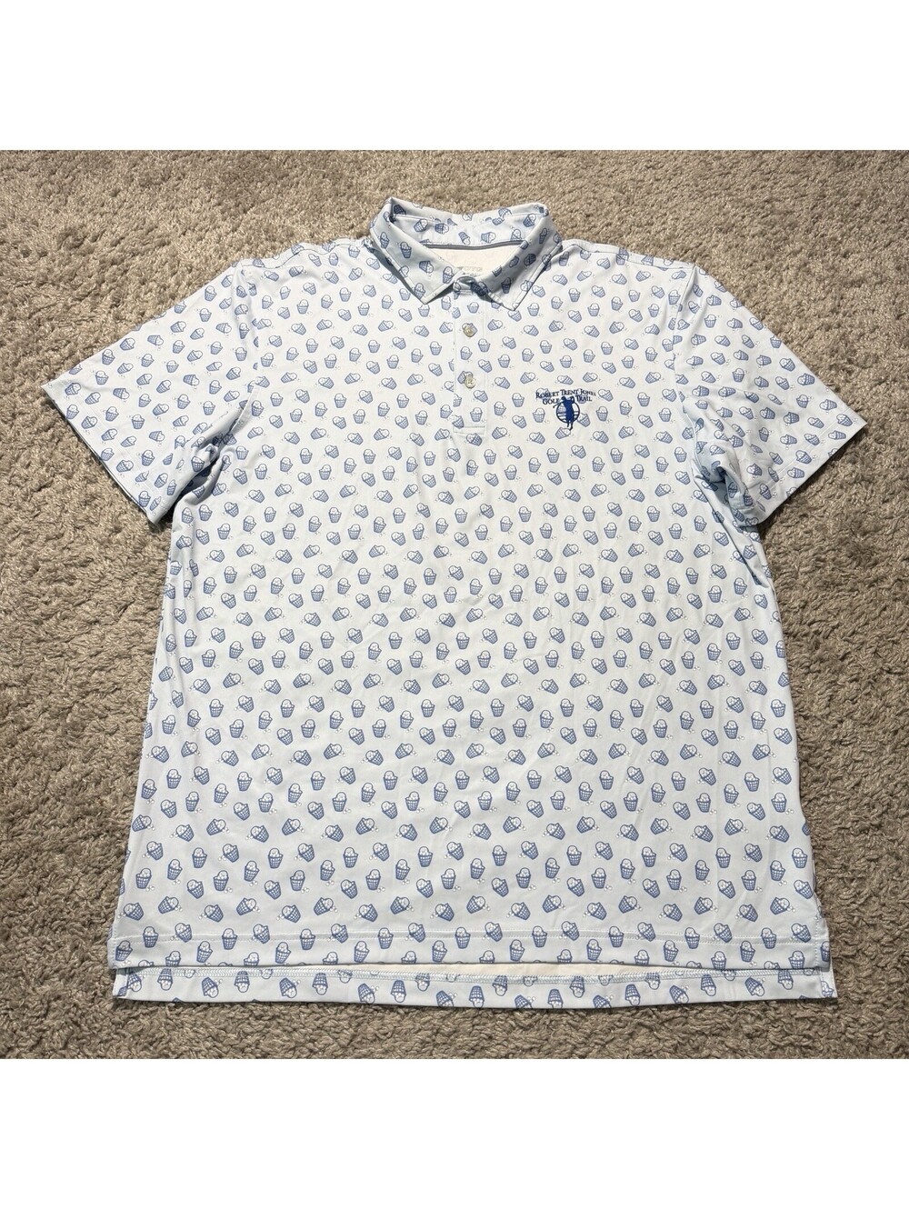 Vineyard Vines Mens OTG Palmero Polo Performance Golf Balls AOP Shirt Large